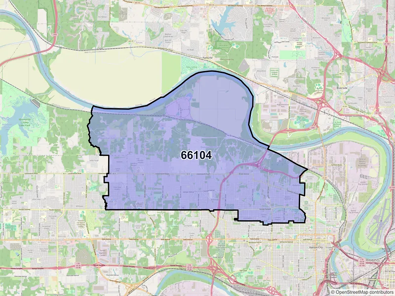 Map of ZIP Code 66104 — Kansas City, KS