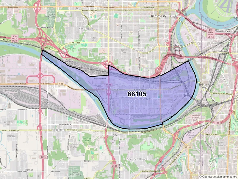 Map of ZIP Code 66105 — Kansas City, KS