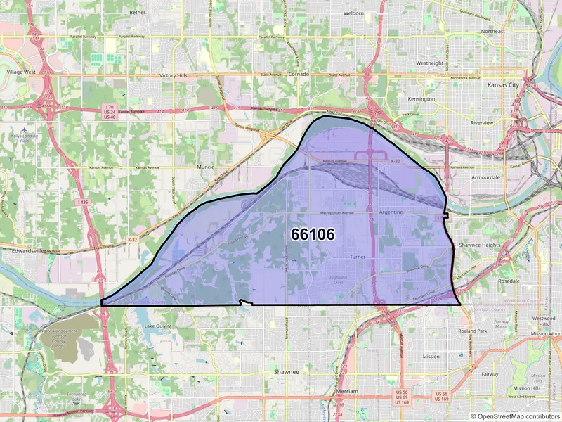 Map of ZIP Code 66106 — Kansas City, KS