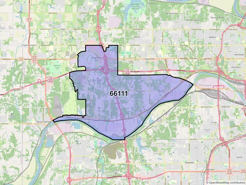 Map of ZIP Code 66111 — Kansas City, KS