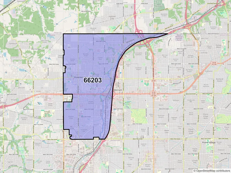 Map of ZIP Code 66203 — Shawnee, KS