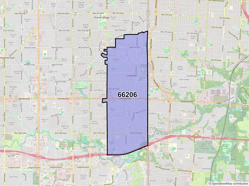 Map of ZIP Code 66206 — Leawood, KS