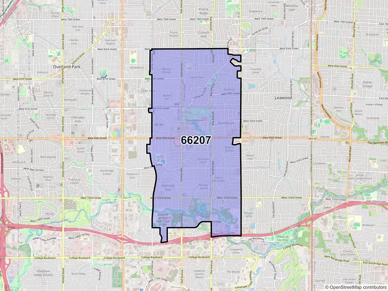 Map of ZIP Code 66207 — Overland Park, KS