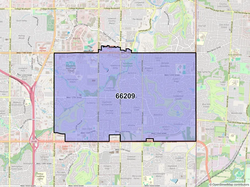 Map of ZIP Code 66209 — Leawood, KS