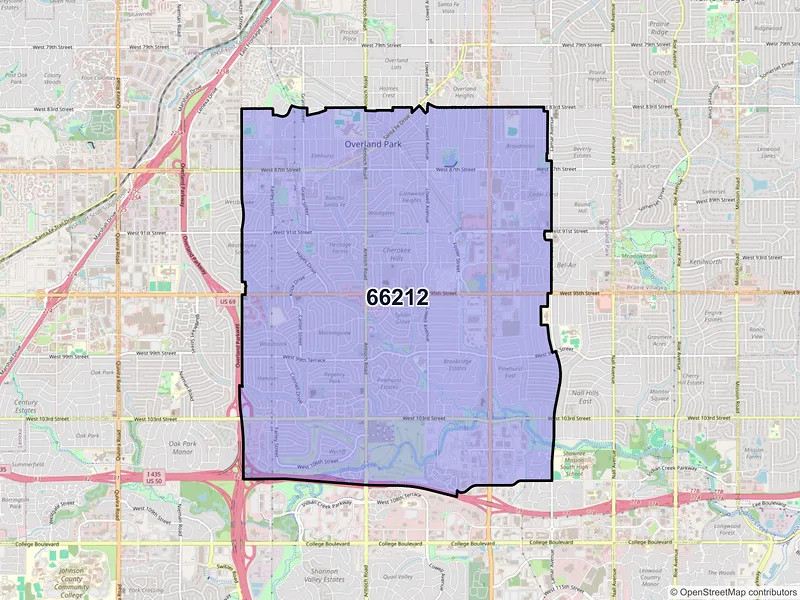 Map of ZIP Code 66212 — Overland Park, KS