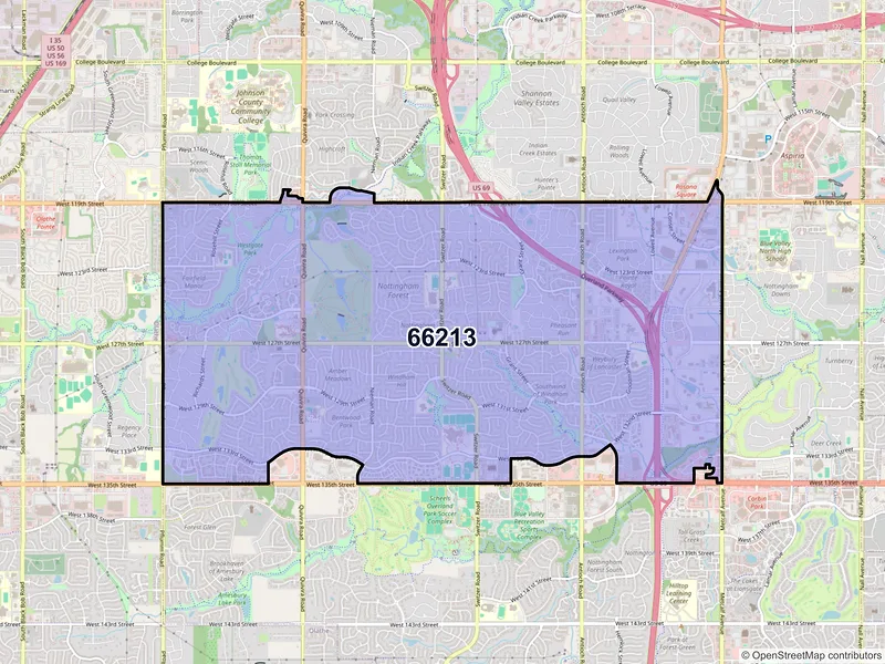 Map of ZIP Code 66213 — Overland Park, KS