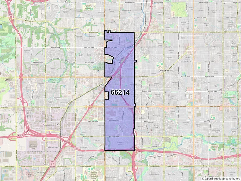 Map of ZIP Code 66214 — Overland Park, KS