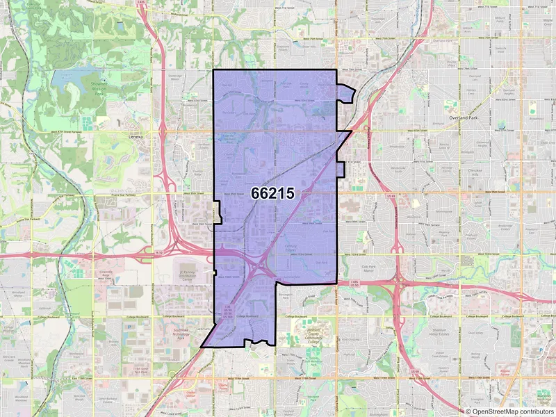 Map of ZIP Code 66215 — Lenexa, KS