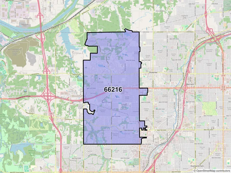 Map of ZIP Code 66216 — Shawnee, KS