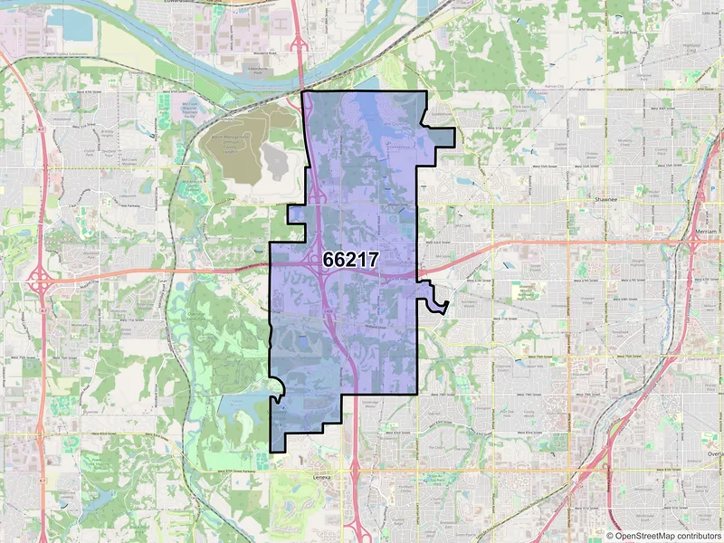 Map of ZIP Code 66217 — Shawnee, KS