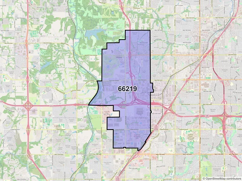 Map of ZIP Code 66219 — Lenexa, KS