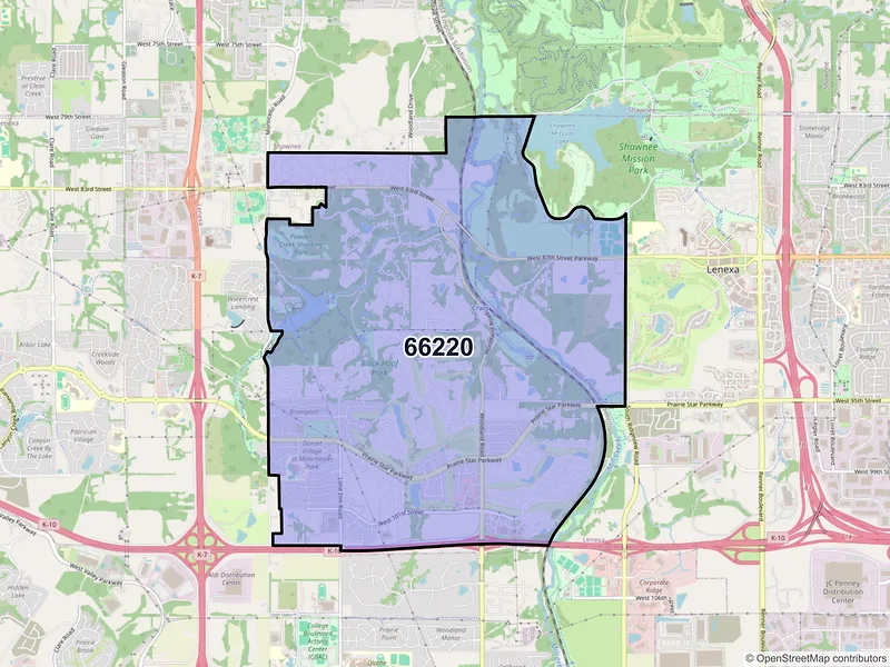 Map of ZIP Code 66220 — Lenexa, KS