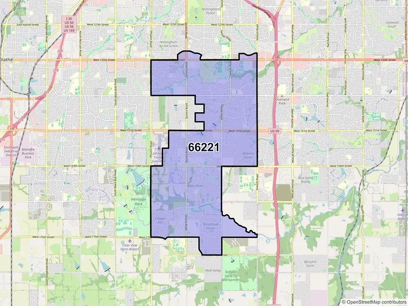 Map of ZIP Code 66221 — Overland Park, KS