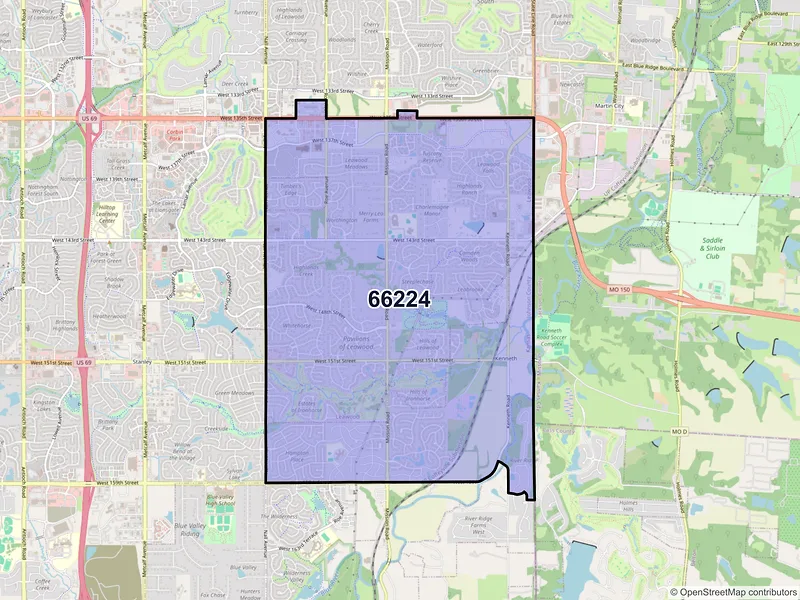 Map of ZIP Code 66224 — Overland Park, KS