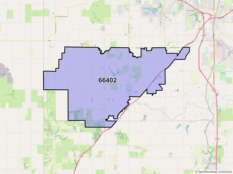 Map of ZIP Code 66402 — Auburn, KS