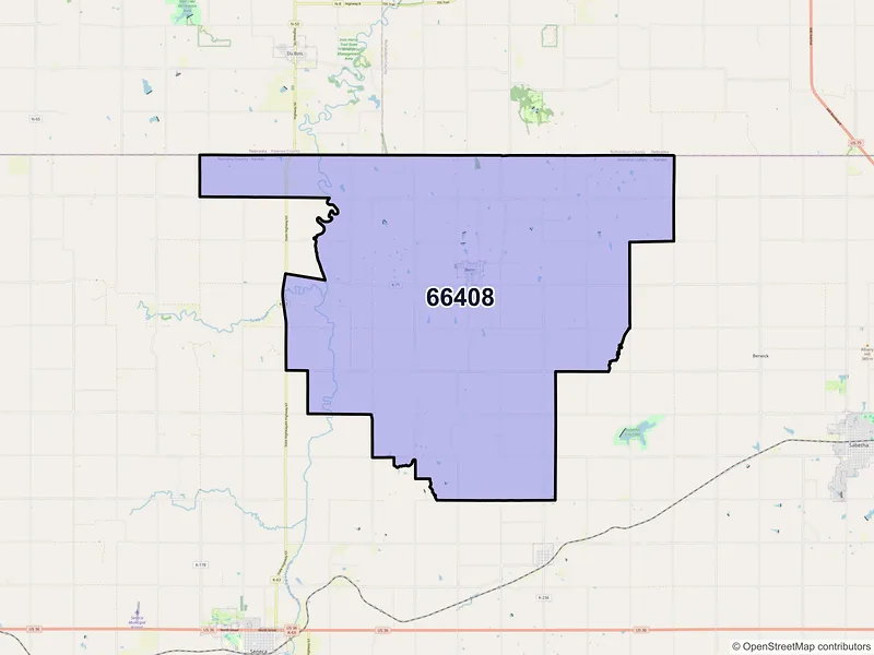Map of ZIP Code 66408 — Bern, KS