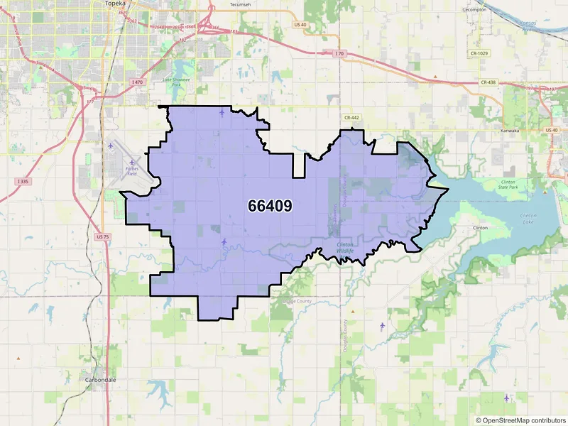 Map of ZIP Code 66409 — Berryton, KS