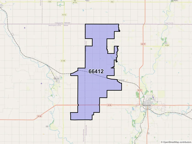 Map of ZIP Code 66412 — Bremen, KS