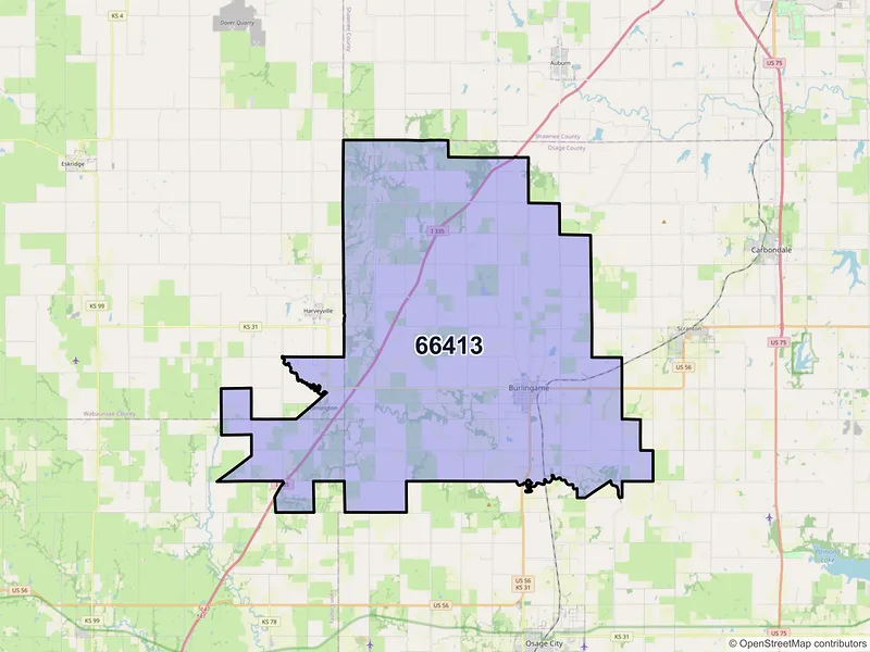 Map of ZIP Code 66413 — Burlingame, KS
