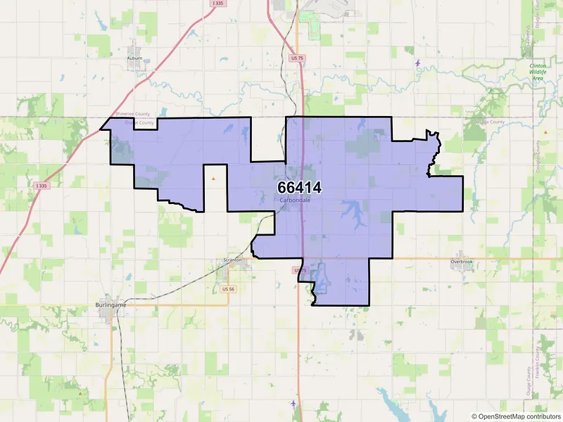 Map of ZIP Code 66414 — Carbondale, KS