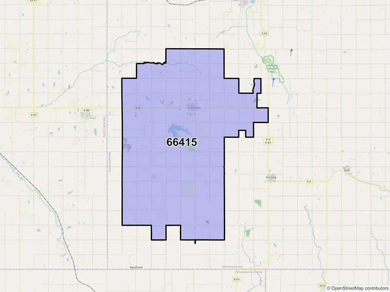 Map of ZIP Code 66415 — Centralia, KS
