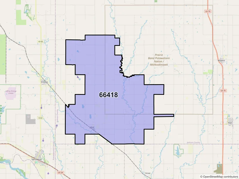 Map of ZIP Code 66418 — Delia, KS