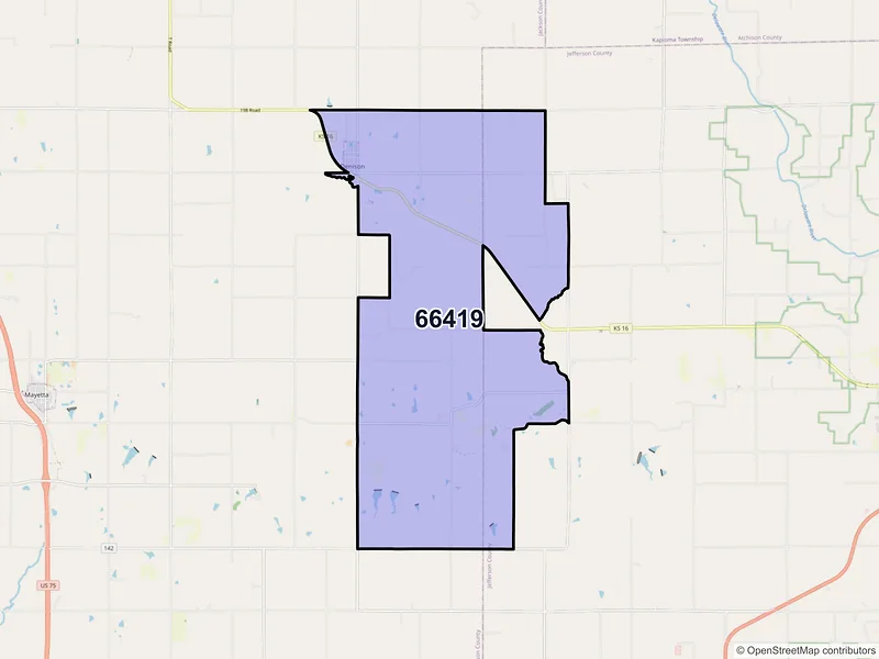 Map of ZIP Code 66419 — Denison, KS