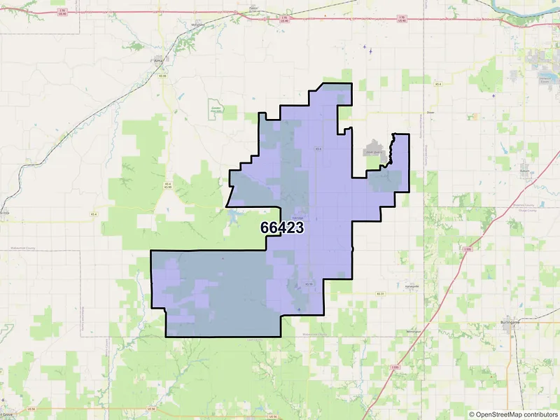 Map of Eskridge, Kansas and ZIP codes
