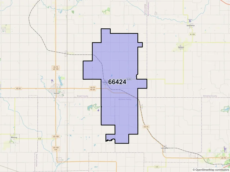 Map of ZIP Code 66424 — Everest, KS