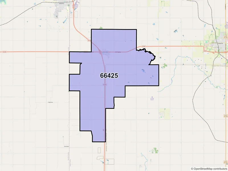 Map of ZIP Code 66425 — Fairview, KS