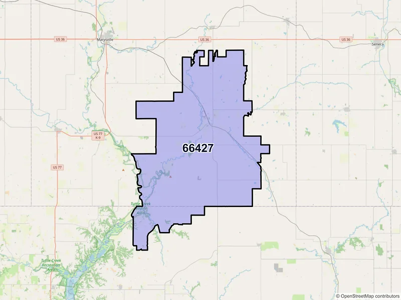 Map of ZIP Code 66427 — Frankfort, KS