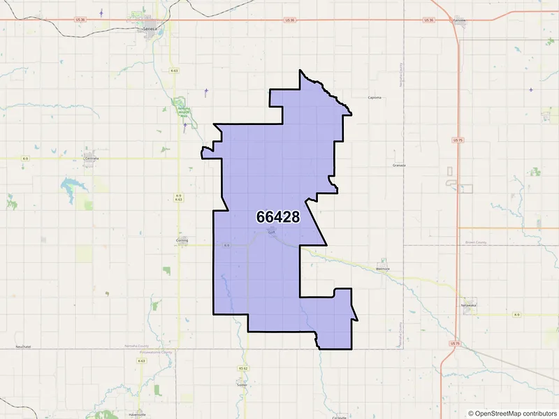 Map of ZIP Code 66428 — Goff, KS