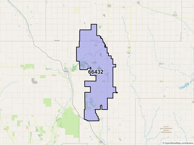 Map of ZIP Code 66432 — Havensville, KS