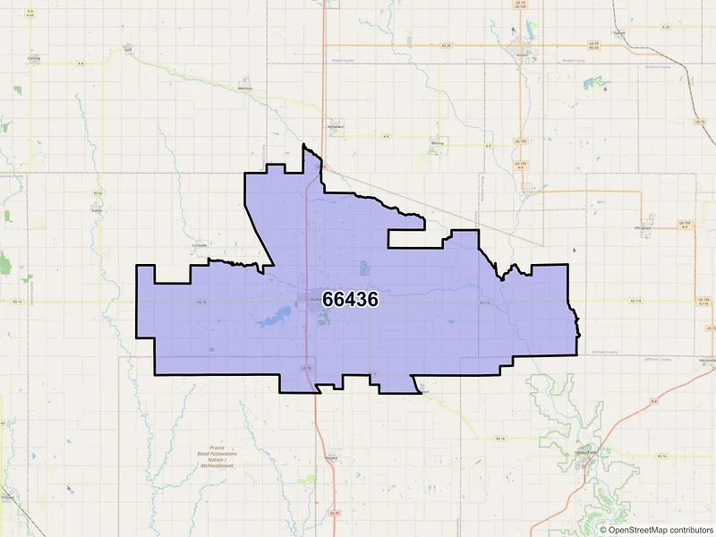 Map of ZIP Code 66436 — Holton, KS