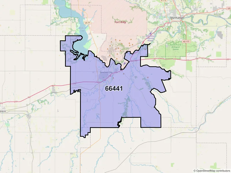 Map of ZIP Code 66441 — Junction City, KS