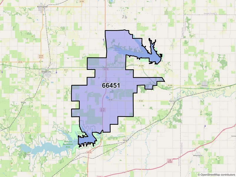 Map of ZIP Code 66451 — Lyndon, KS