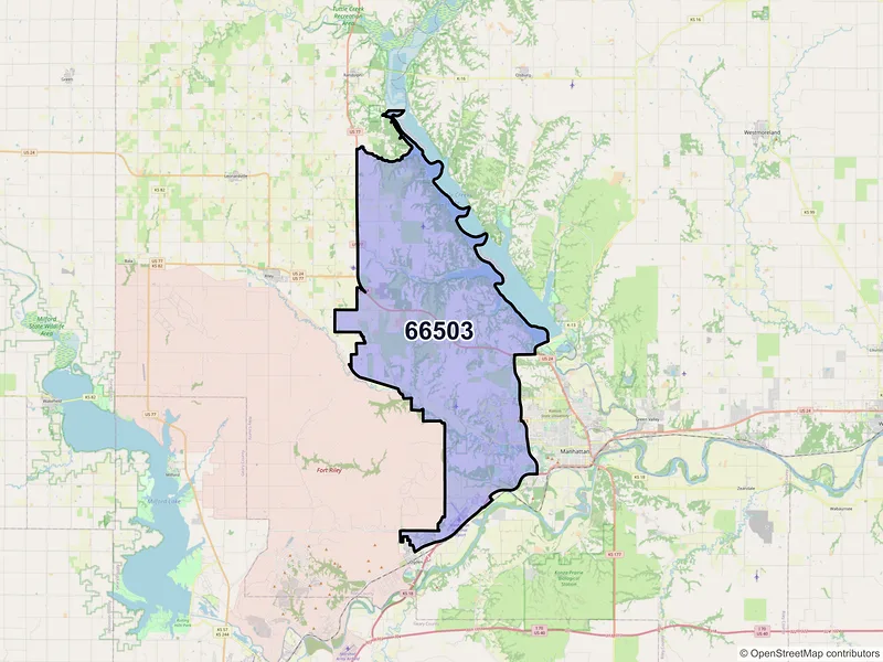 Map of ZIP Code 66503 — Manhattan, KS