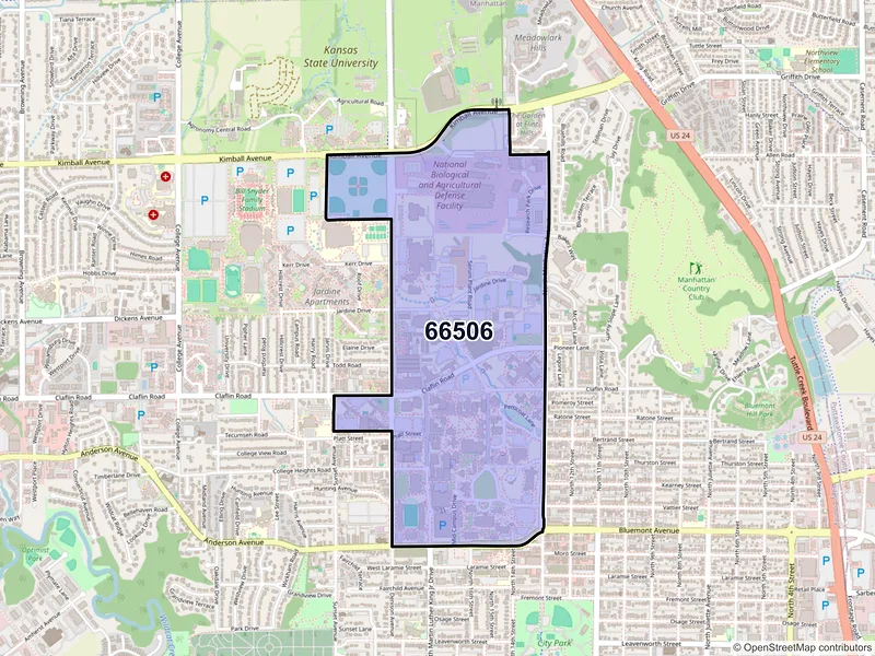 Map of ZIP Code 66506 — Manhattan, KS