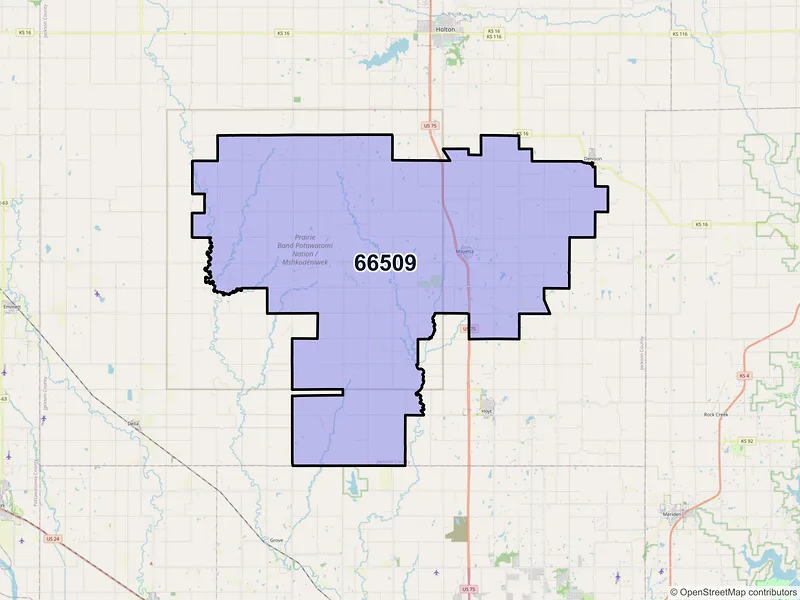 Map of ZIP Code 66509 — Mayetta, KS