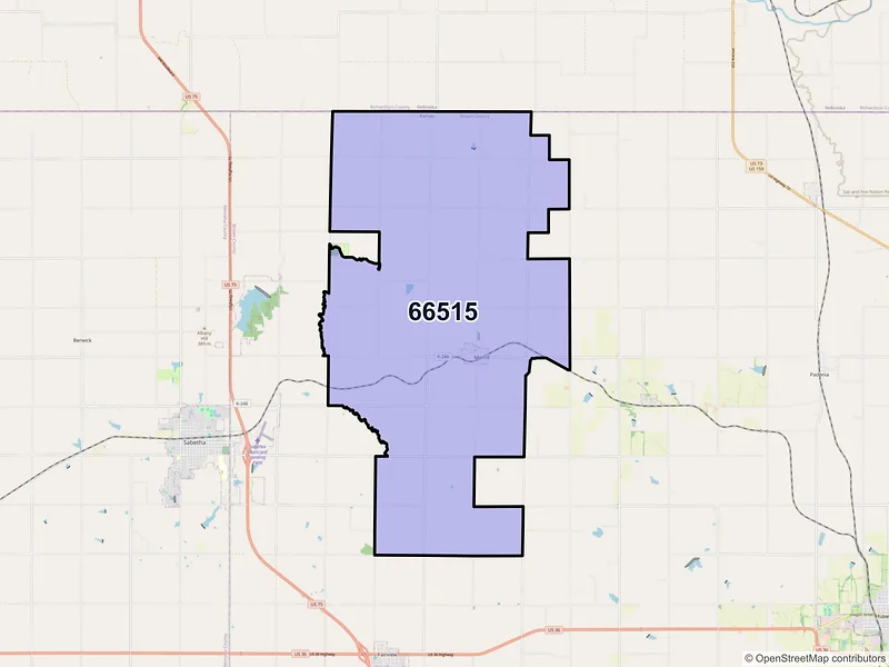 Map of Morrill, Kansas and ZIP codes