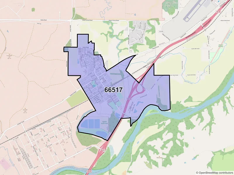 Map of ZIP Code 66517 — Ogden, KS