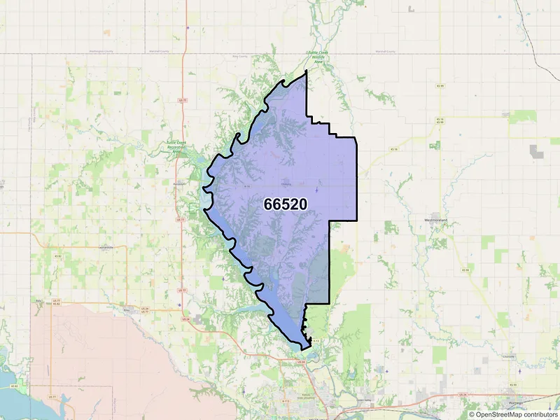 Map of ZIP Code 66520 — Olsburg, KS