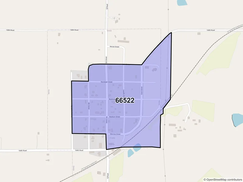 Map of ZIP Code 66522 — Oneida, KS