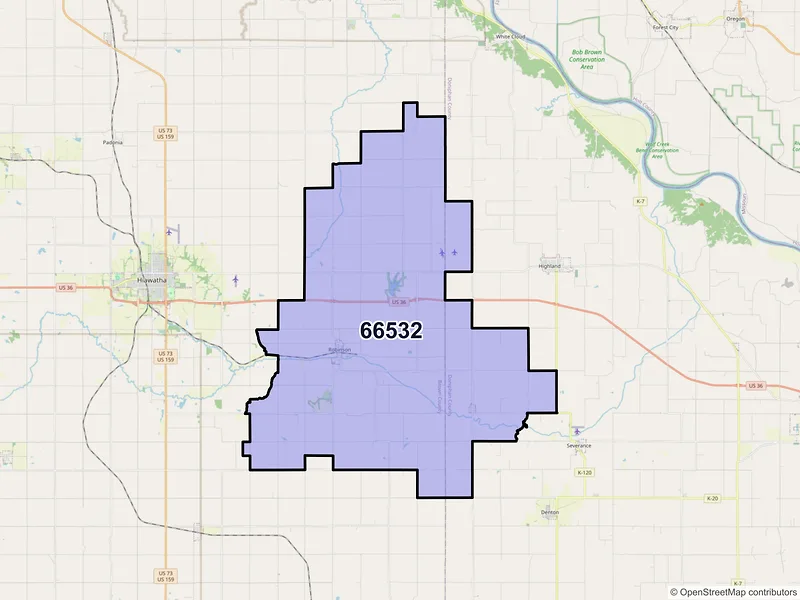 Map of ZIP Code 66532 — Robinson, KS