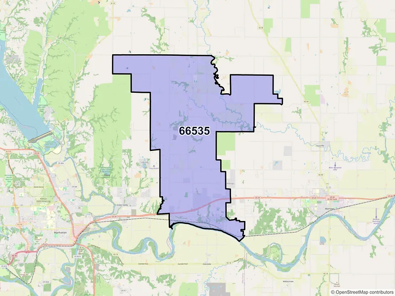 Map of ZIP Code 66535 — Saint George, KS