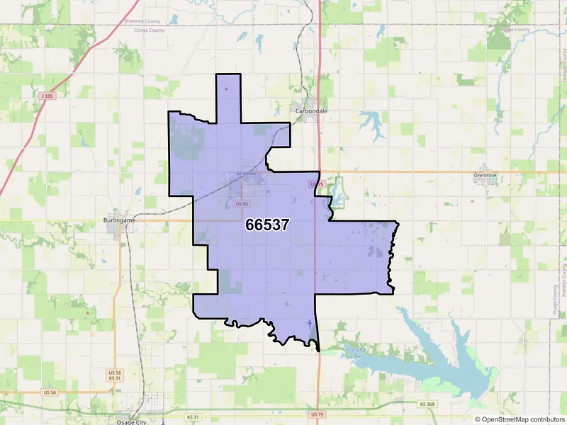 Map of ZIP Code 66537 — Scranton, KS