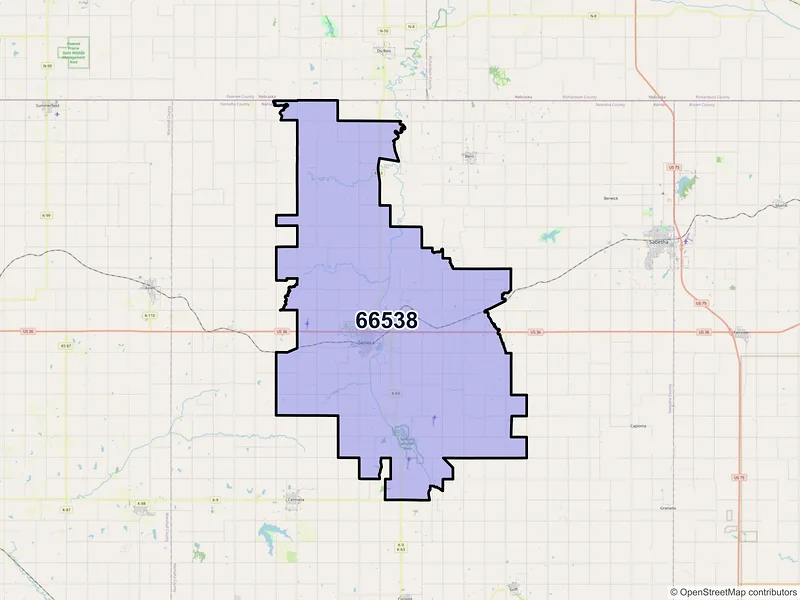 Map of ZIP Code 66538 — Seneca, KS