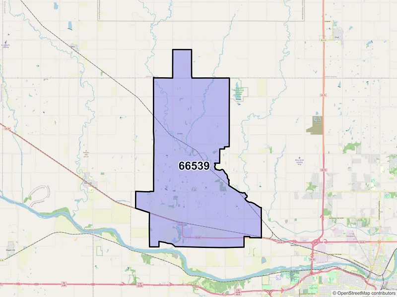 Map of ZIP Code 66539 — Silver Lake, KS