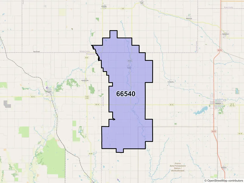 Map of ZIP Code 66540 — Soldier, KS