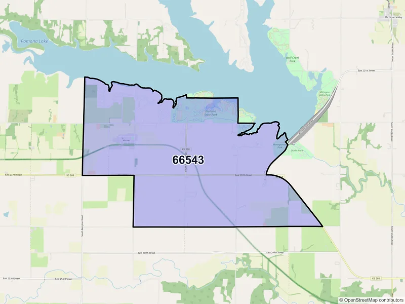 Map of ZIP Code 66543 — Vassar, KS